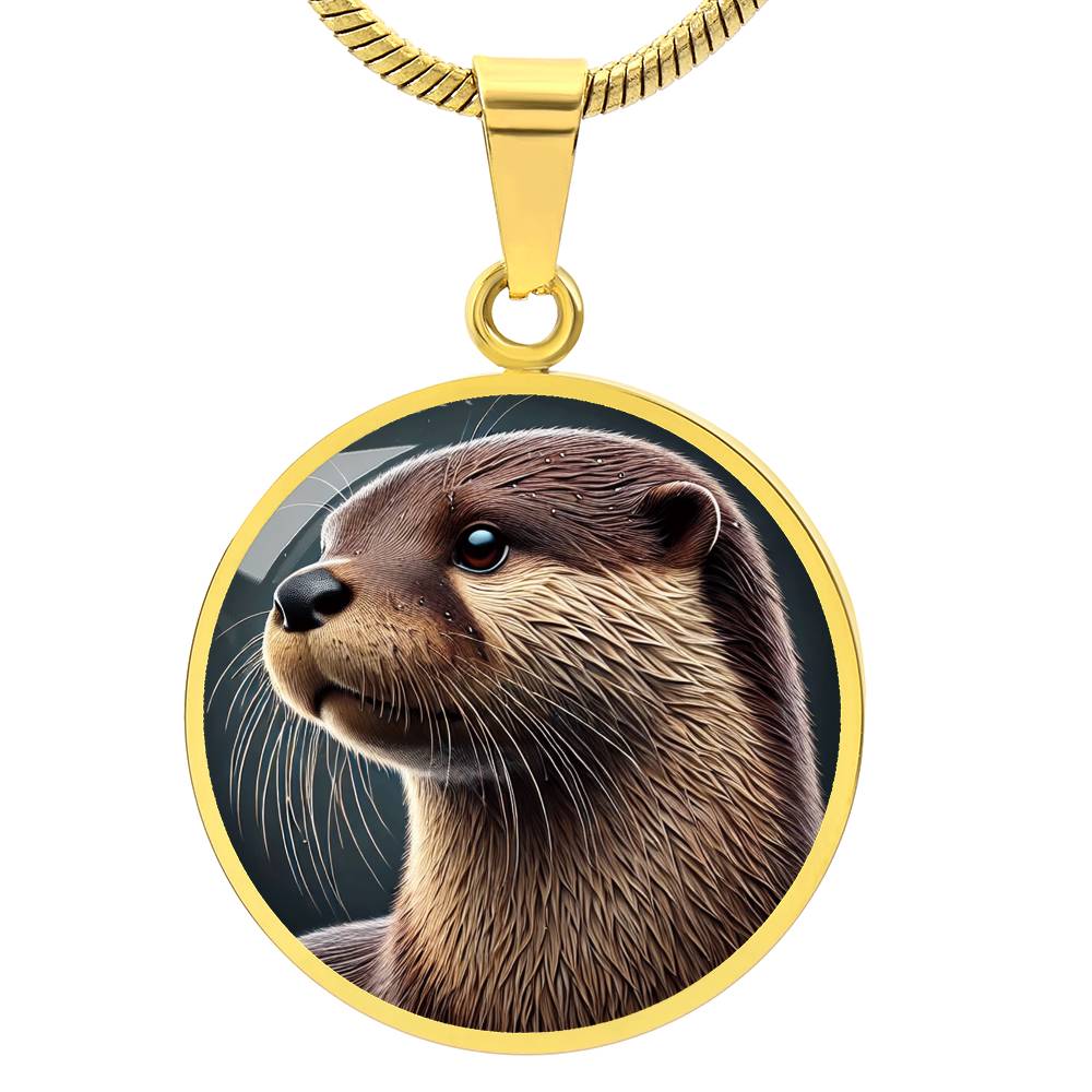 The Otter Face Circle Pendant Necklace