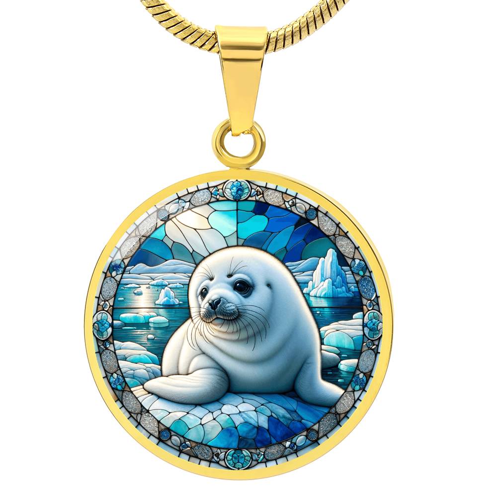 The Harp Seal Pup Circle Pendant Necklace