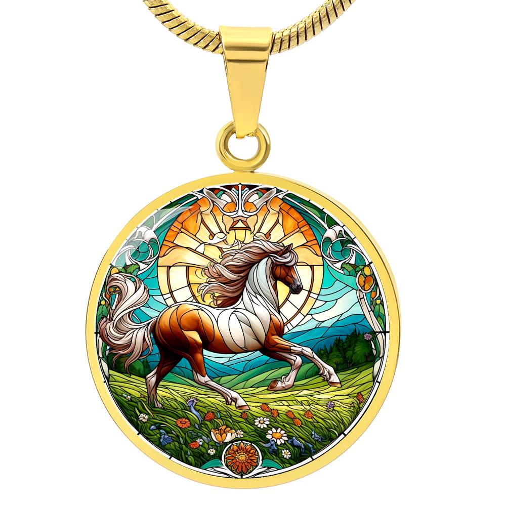 The Radiant Horse Circle Pendant Necklace