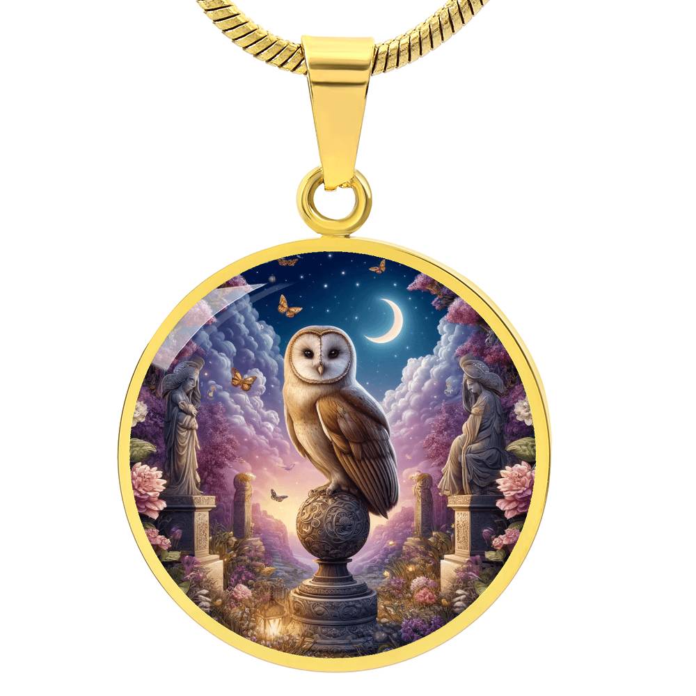 The Hidden Garden Owl Circle Pendant Necklace