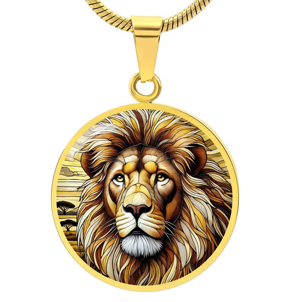 The Lion Face Circle Pendant Necklace