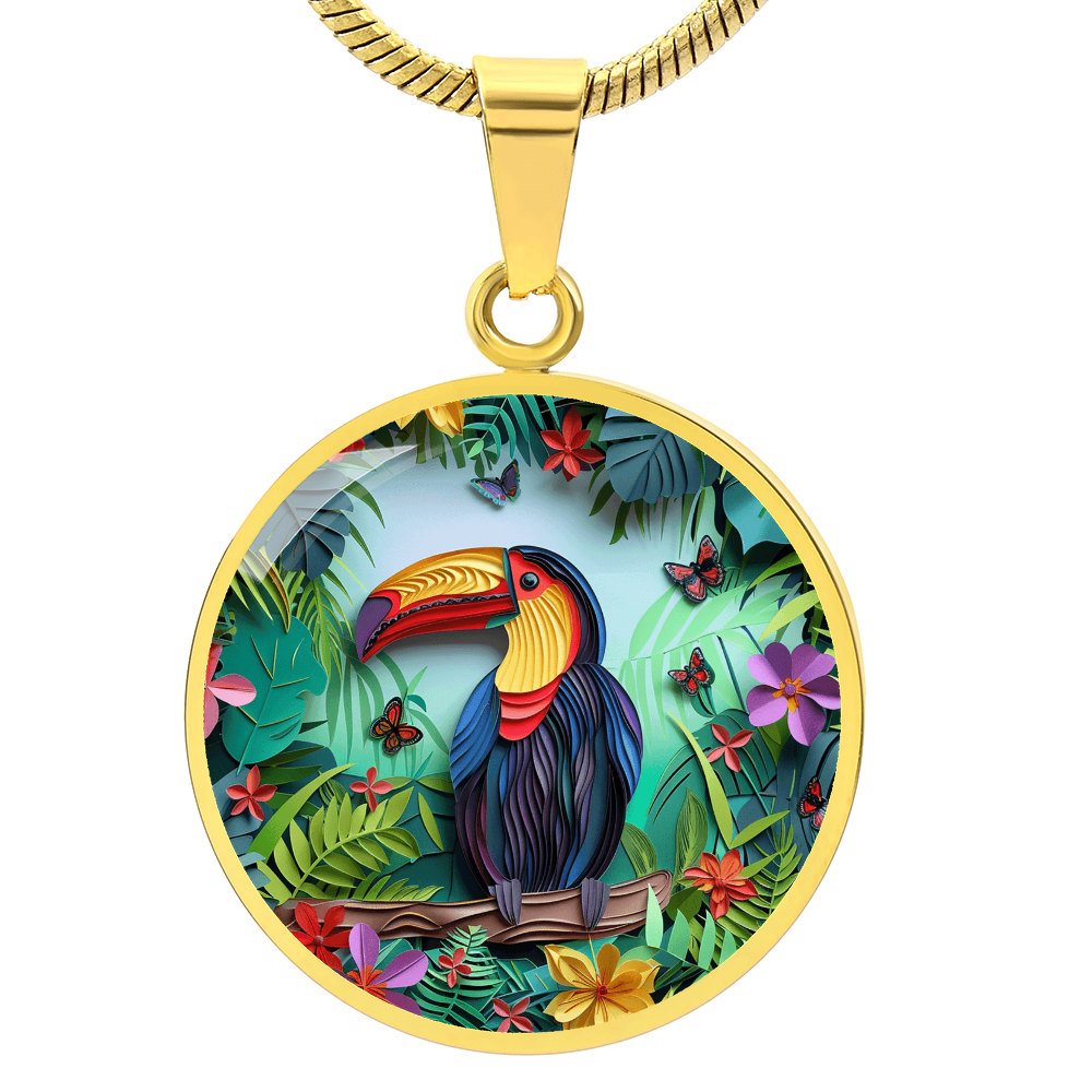 The Tropical Toucan Circle Pendant Necklace