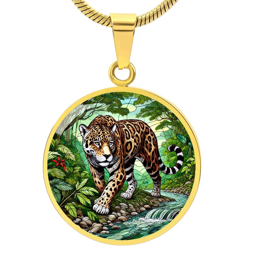 The Prowling Jaguar Circle Pendant Necklace