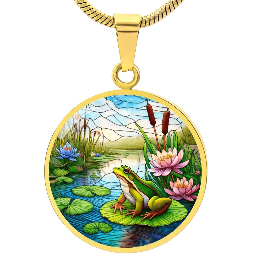 The Lily Pad Frog Circle Pendant Necklace