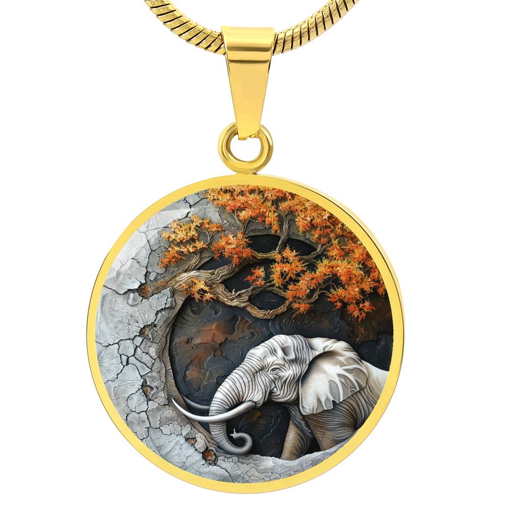 The Wise Elephant Circle Pendant Necklace