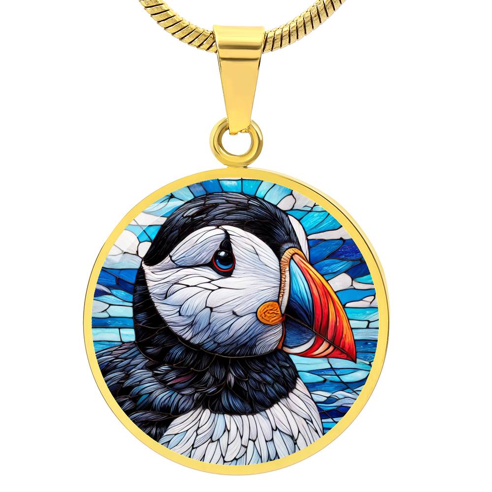 The Puffin Face Circle Pendant Necklace