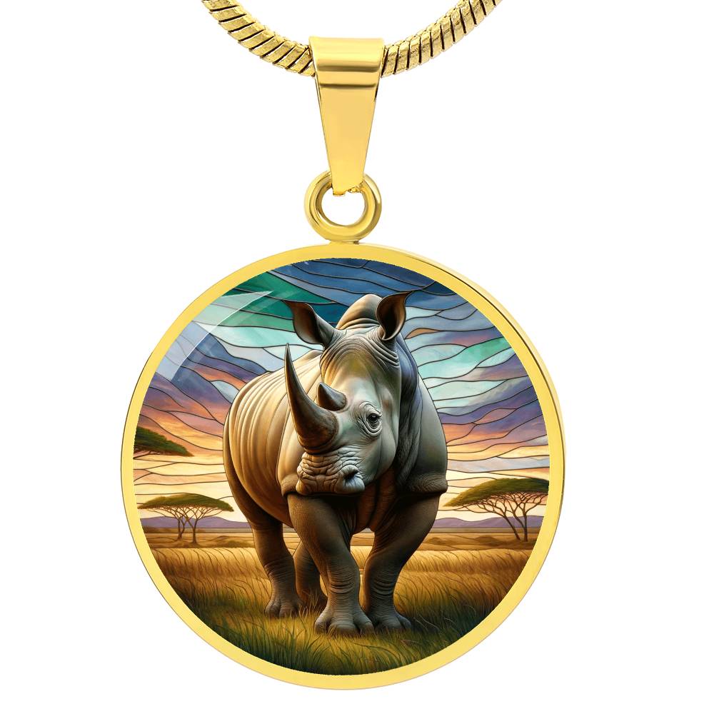 The Majestic Rhinoceros Circle Pendant Necklace