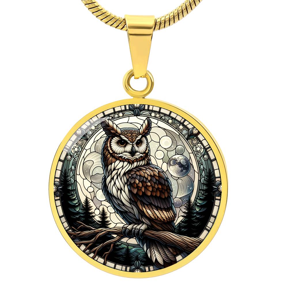 The Brown Owl Circle Pendant Necklace