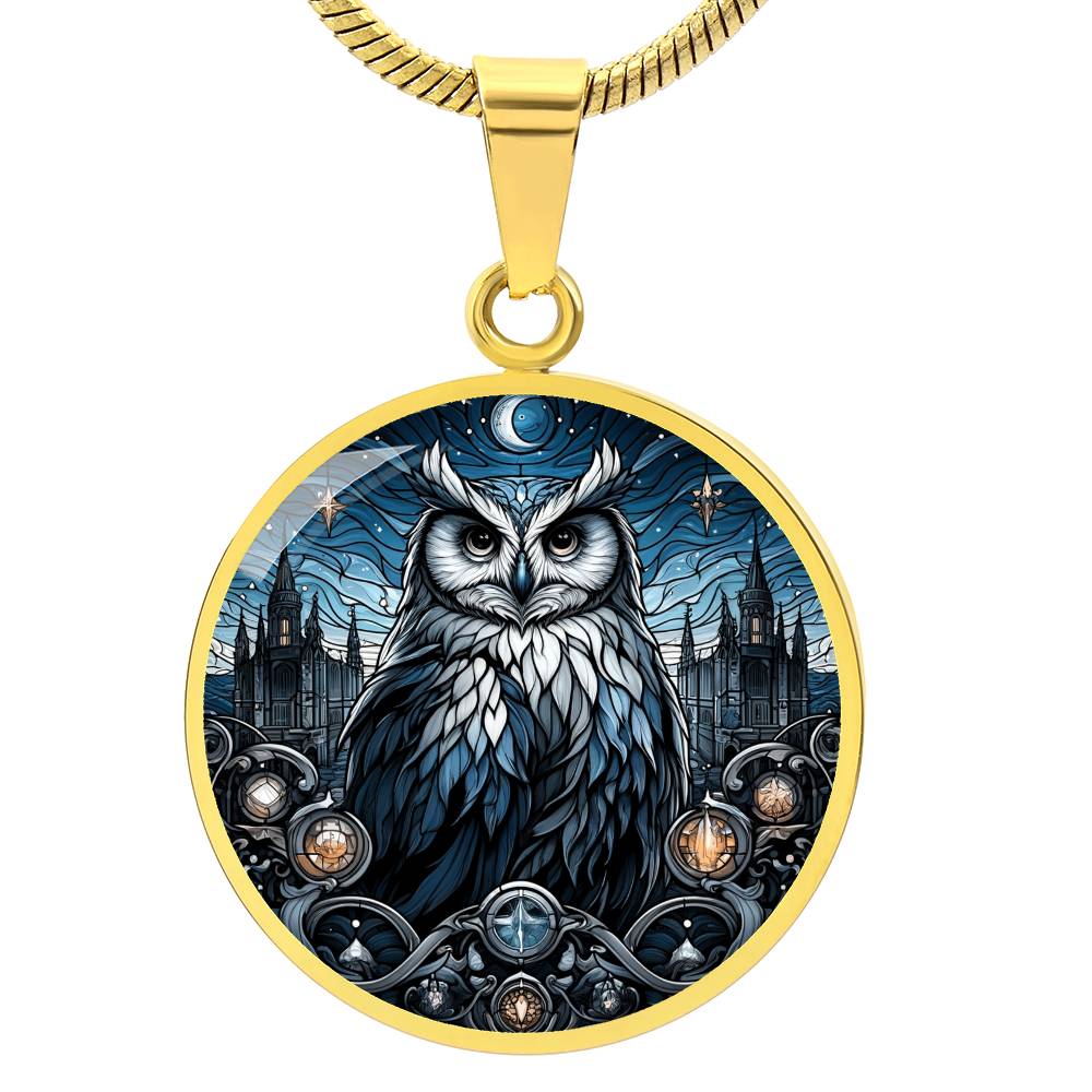 The Cathedral Owl Circle Pendant Necklace