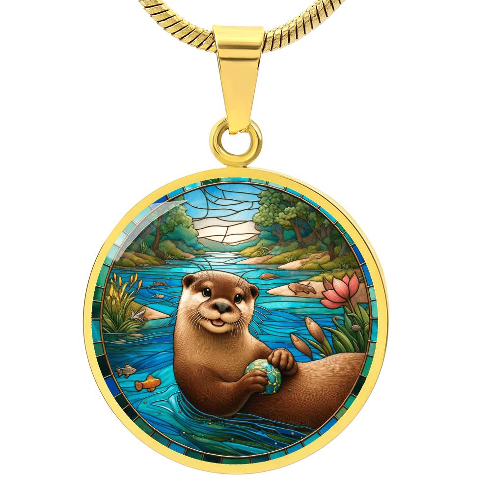 The Happy Otter Circle Pendant Necklace