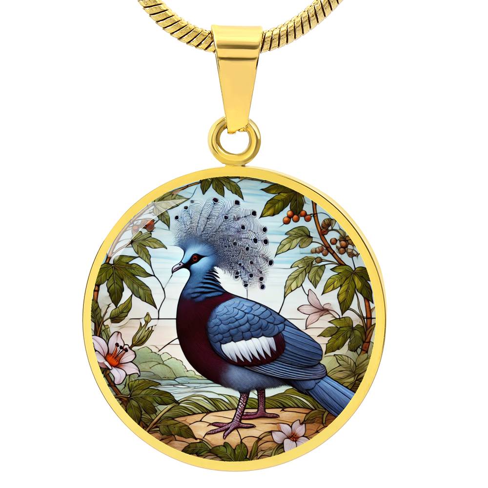 The Victoria Crowned Pigeon Circle Pendant Necklace