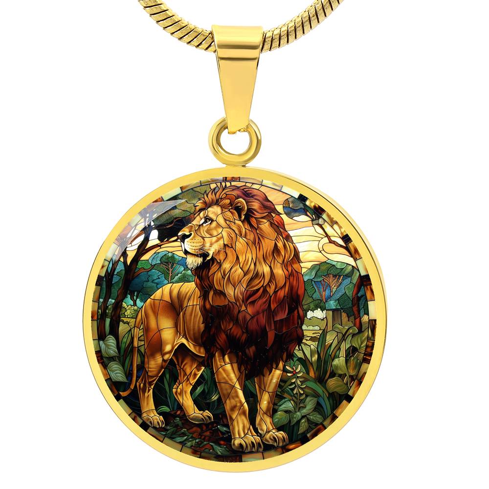 The Lion Guardian Circle Pendant Necklace