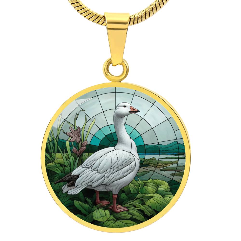 The Snow Goose Circle Pendant Necklace