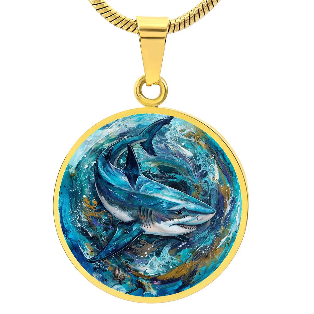 The Swirling Shark Circle Pendant Necklace