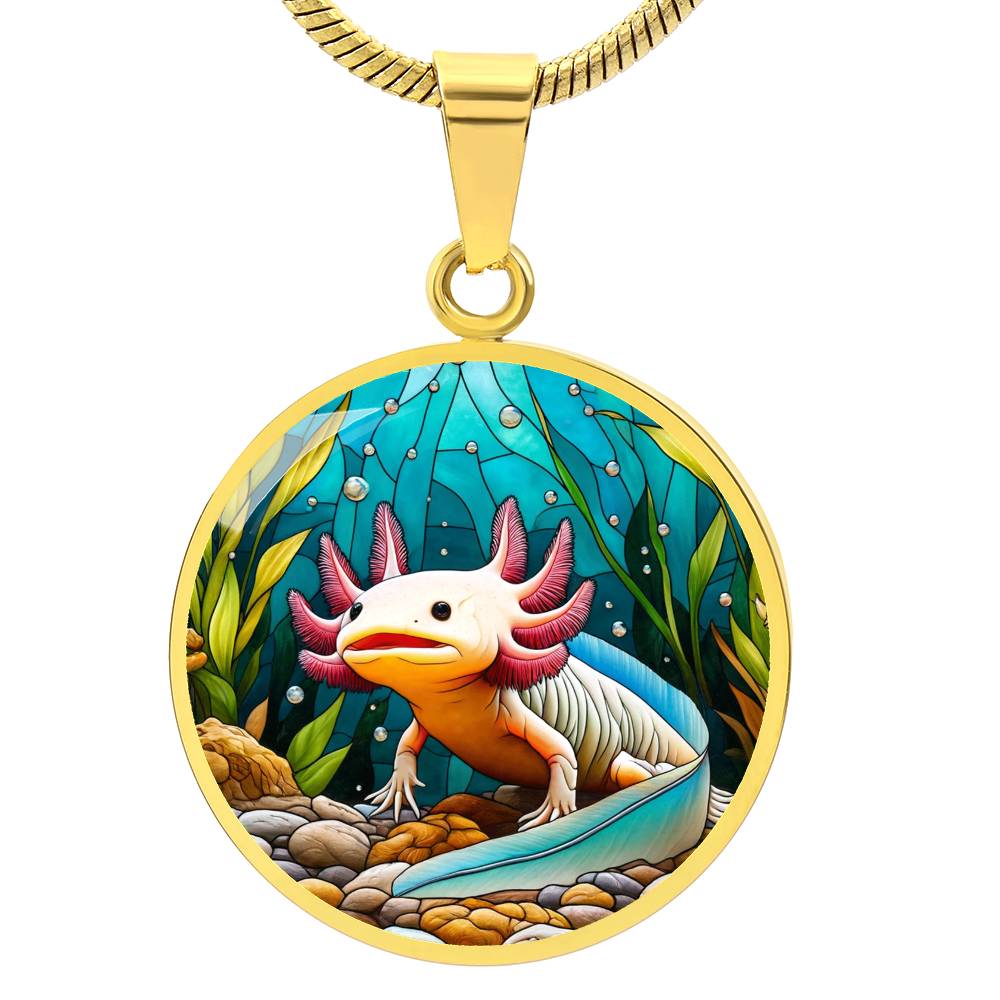 The Charming Axolotl Circle Pendant Necklace