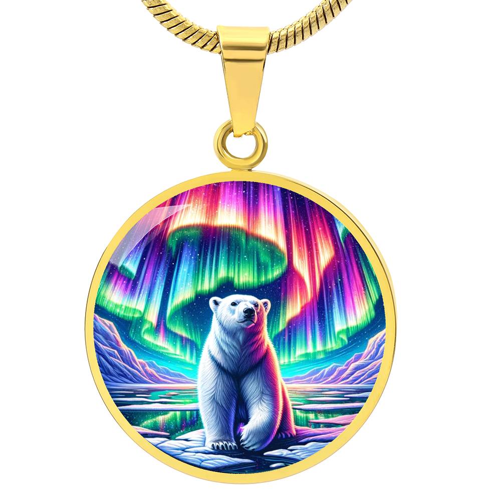 The Aurora Bear Circle Pendant Necklace