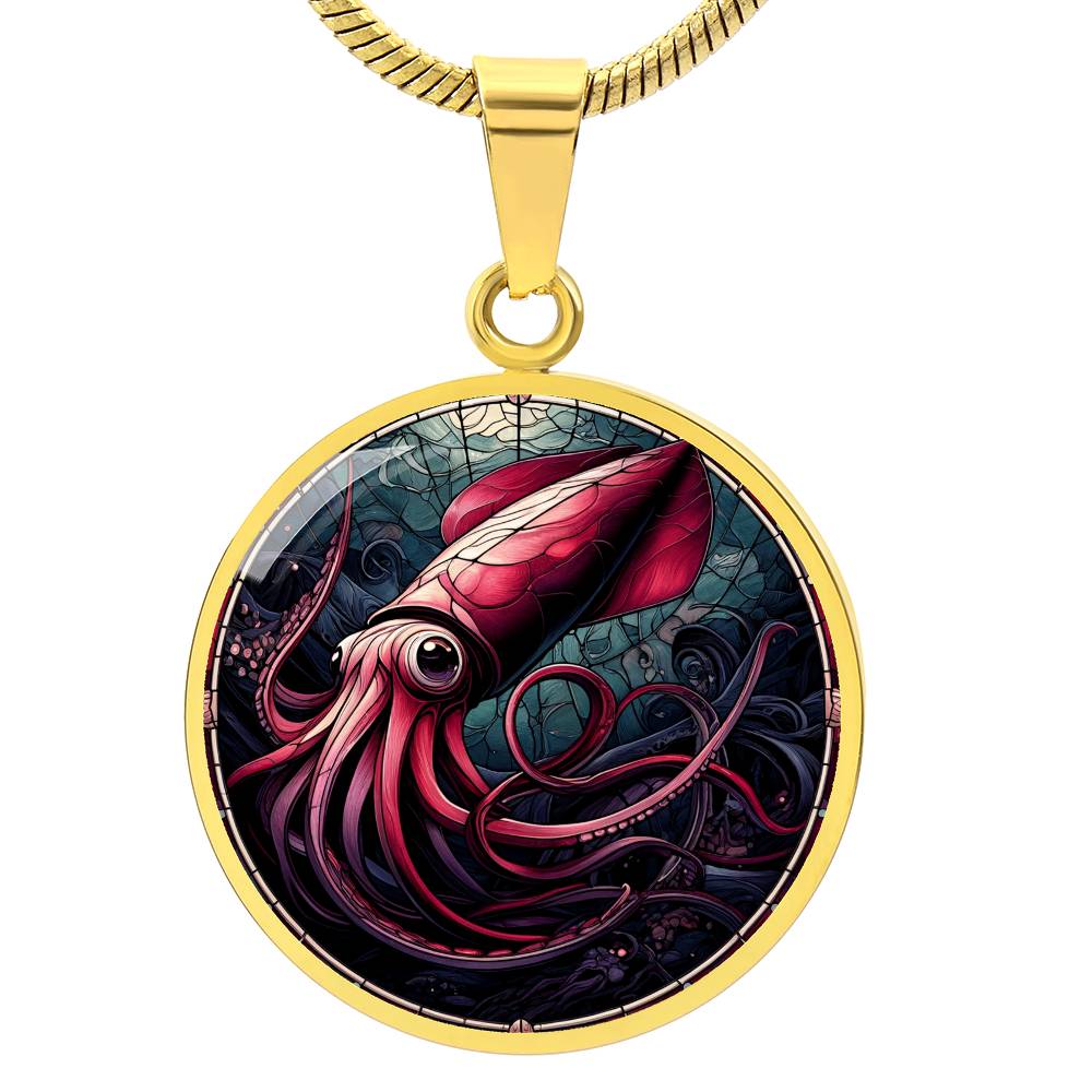 The Deep Sea Squid Circle Pendant Necklace