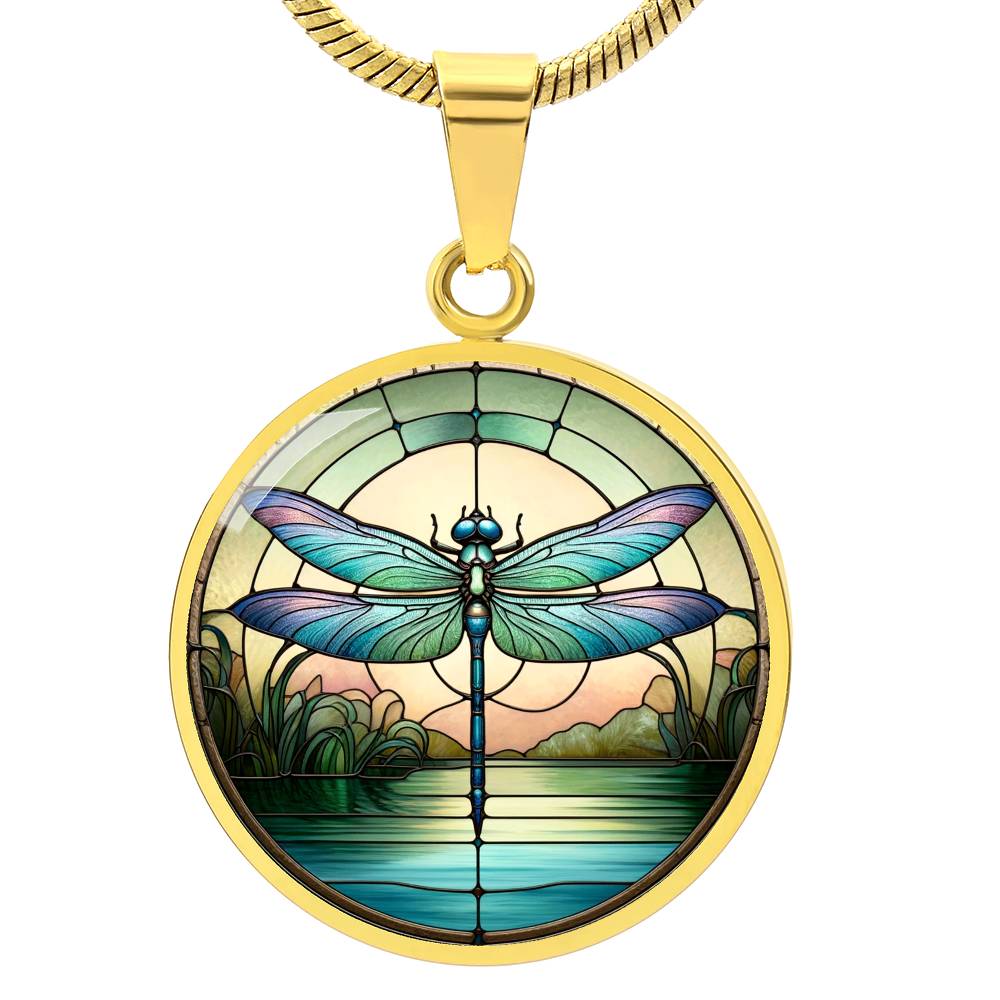 The Dragonfly Serenity Circle Pendant Necklace