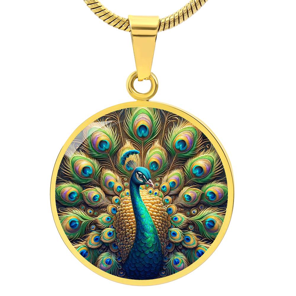 The Regal Peacock Circle Pendant Necklace