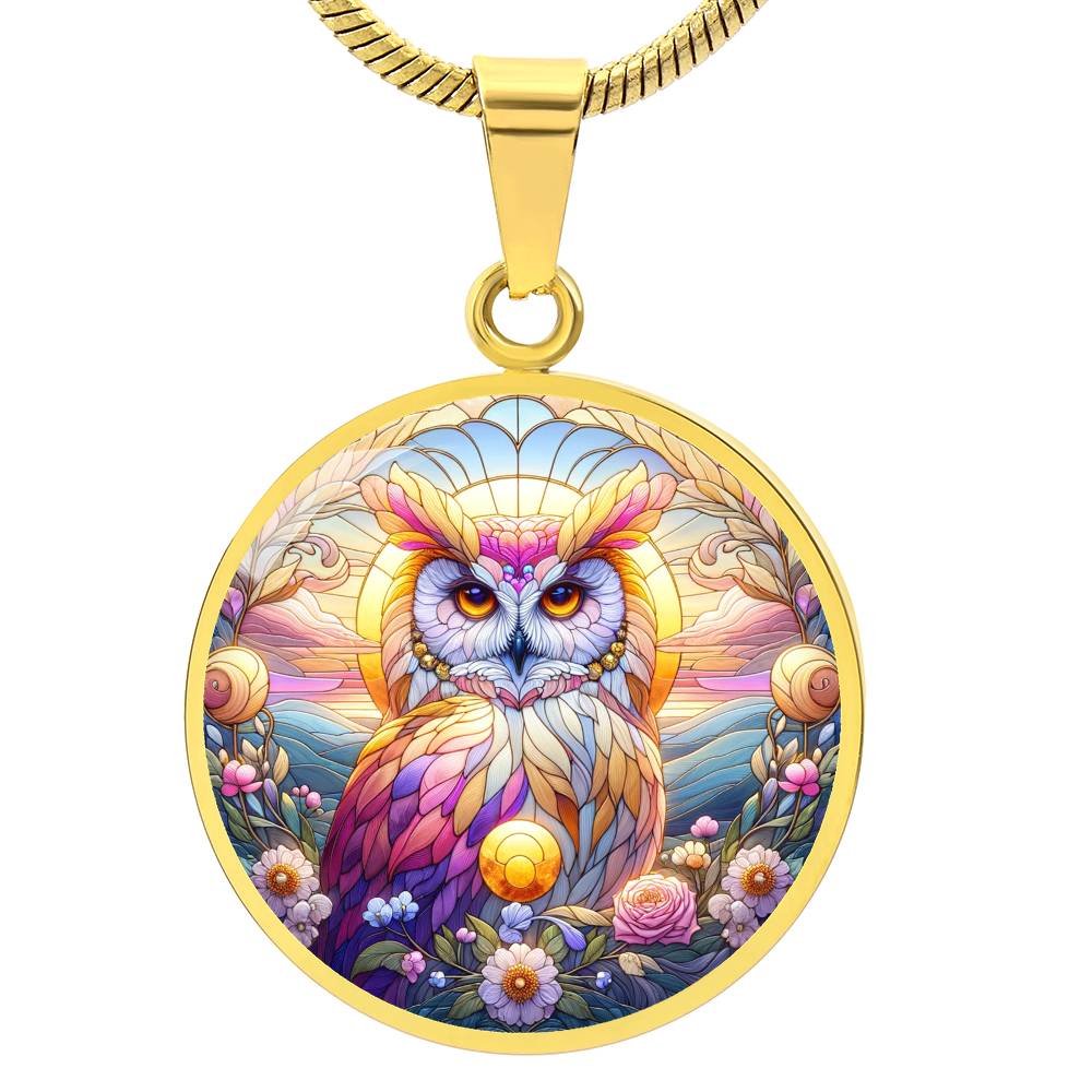 The Dawn Owl Circle Pendant Necklace