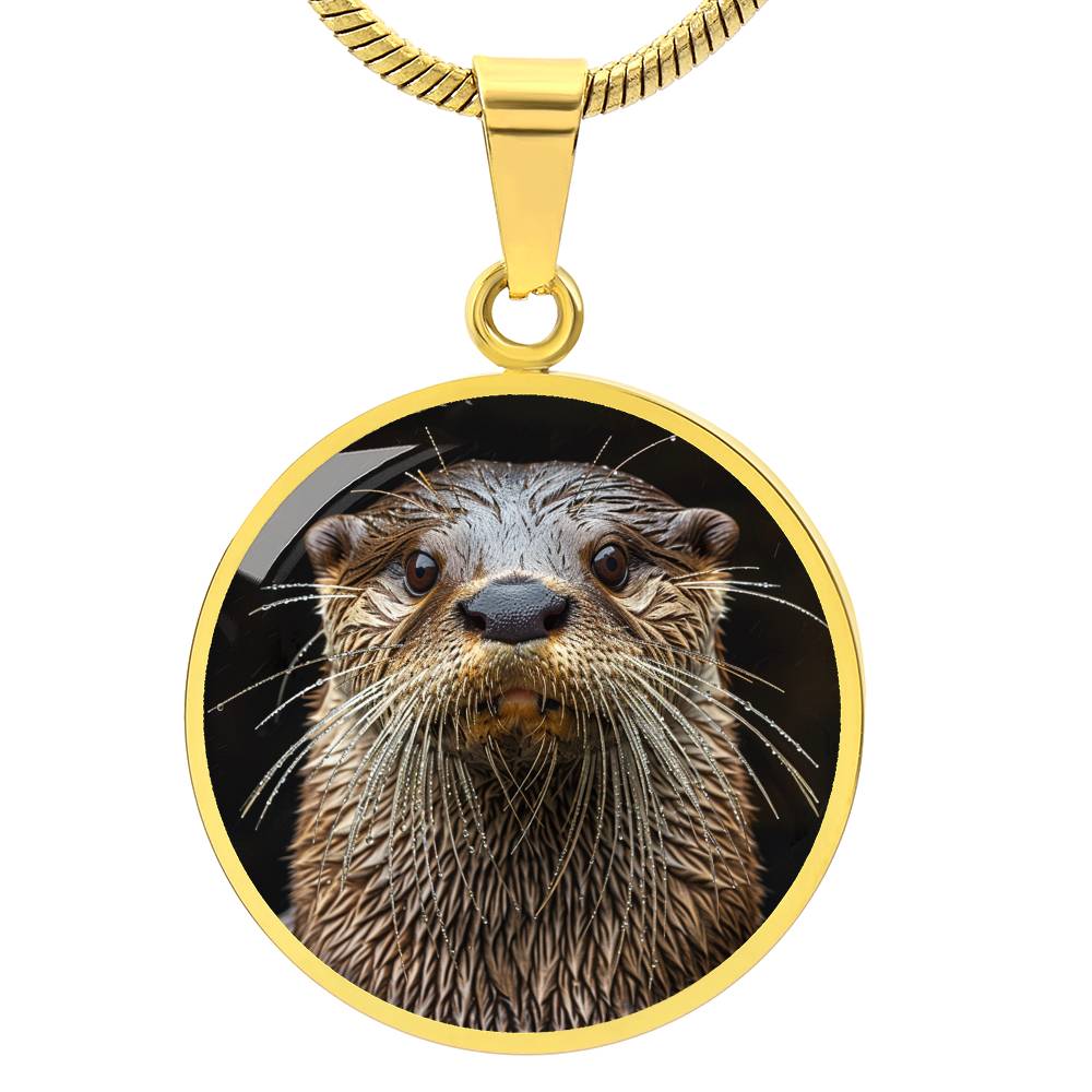 The Otter Portrait Circle Pendant Necklace