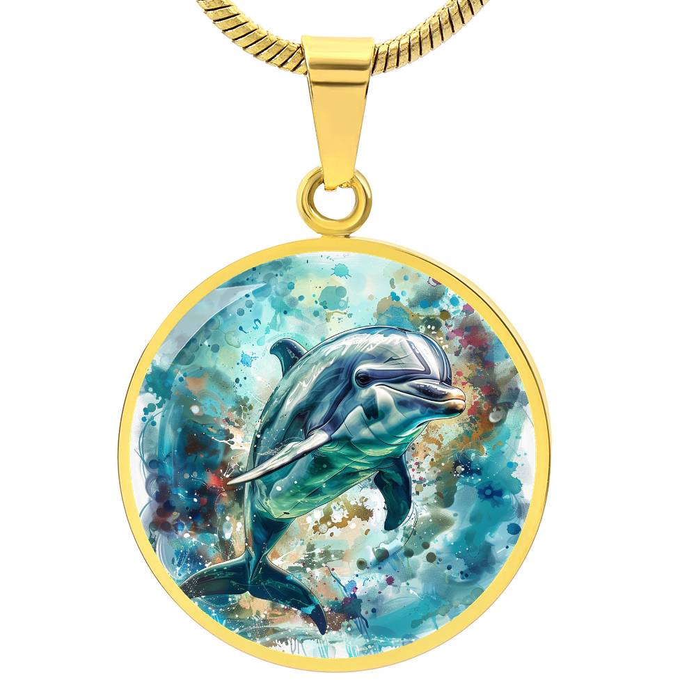 The Oceanic Bliss Dolphin Circle Pendant Necklace