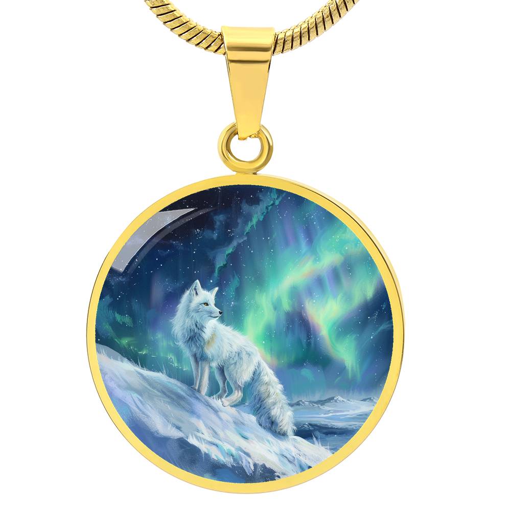 The Aurora Fox Circle Pendant Necklace