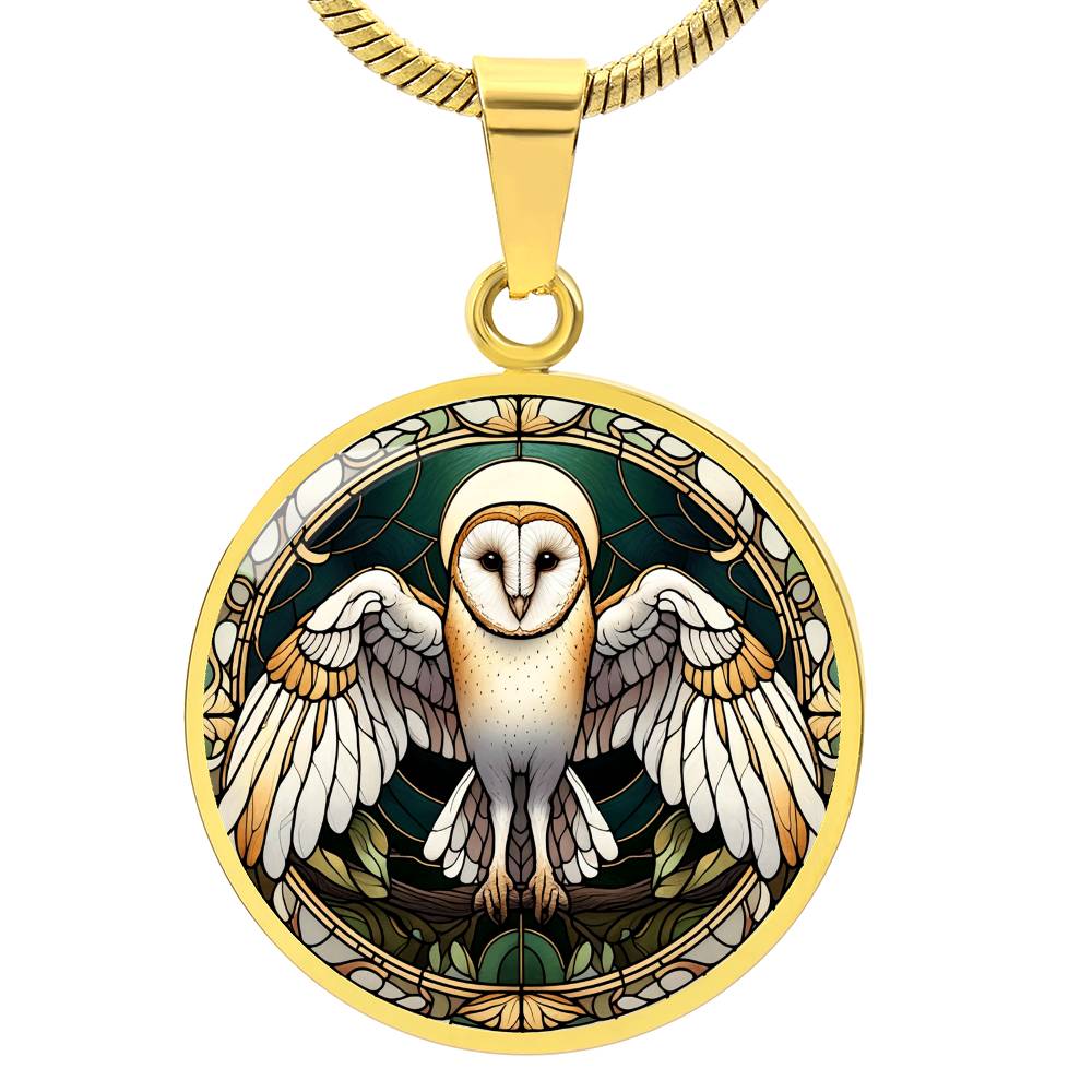 The Barn Owl Circle Pendant Necklace