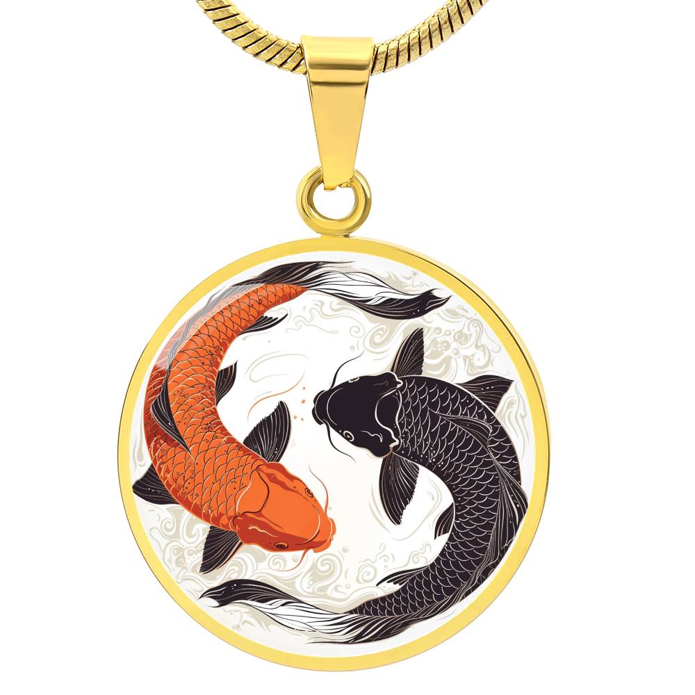 The Koi Pair Circle Pendant Necklace