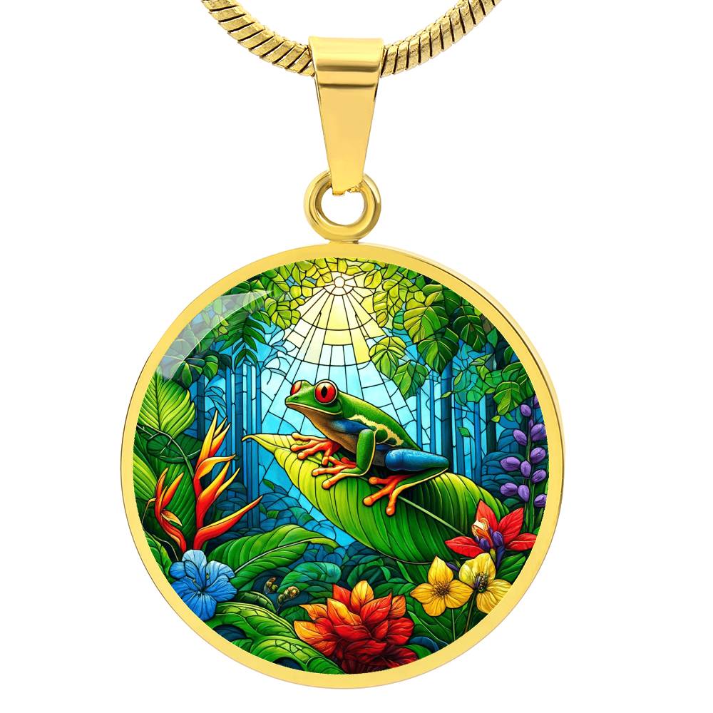 The Tropical Frog Circle Pendant Necklace