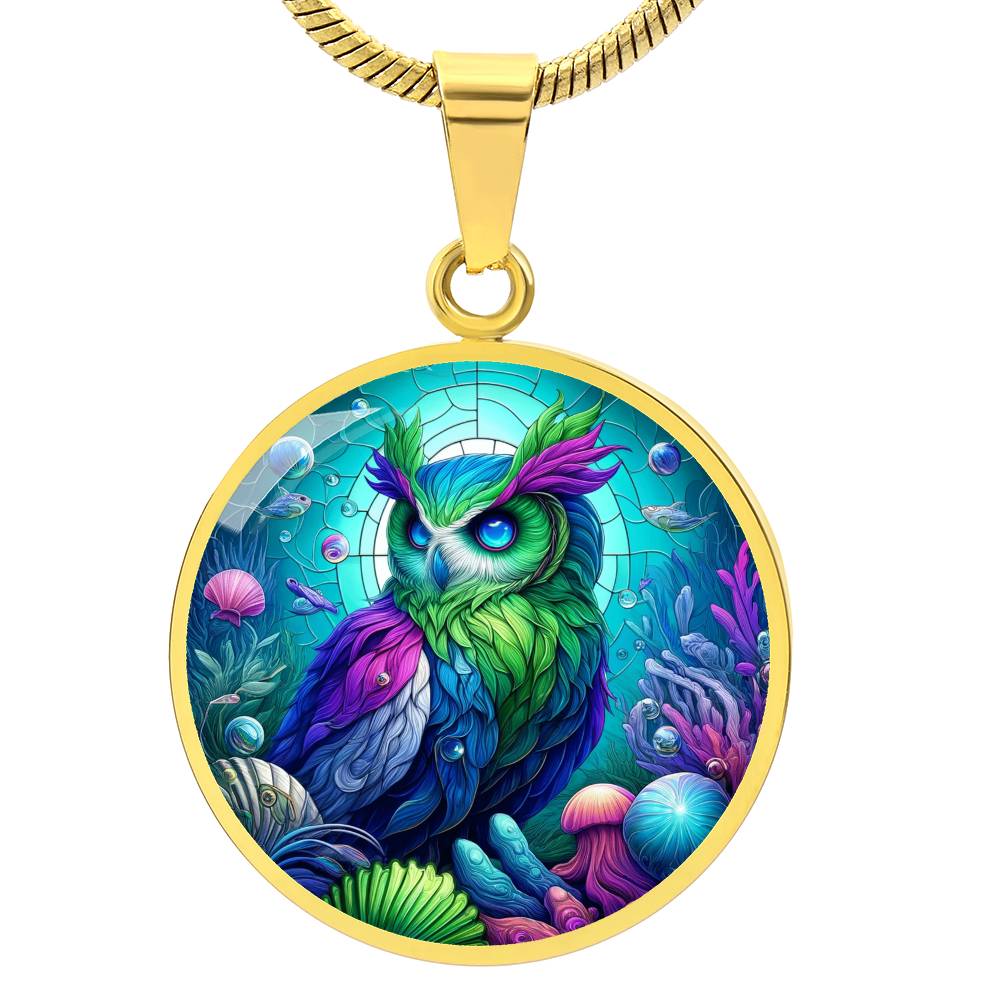 The Reef Owl Circle Pendant Necklace