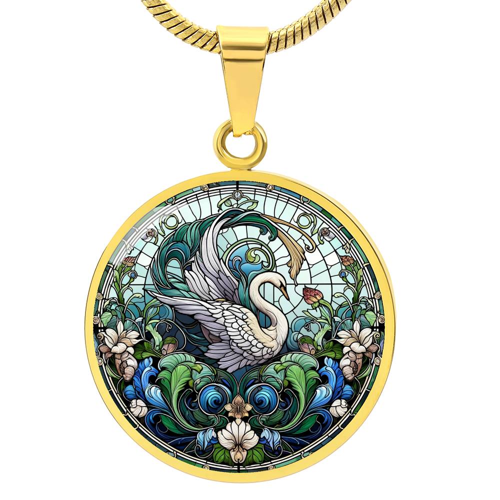 The Garden Swan Circle Pendant Necklace