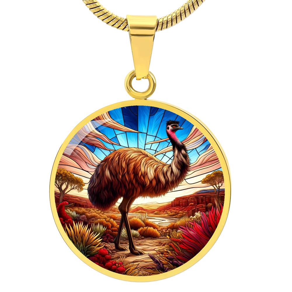 The Emu Bird Circle Pendant Necklace