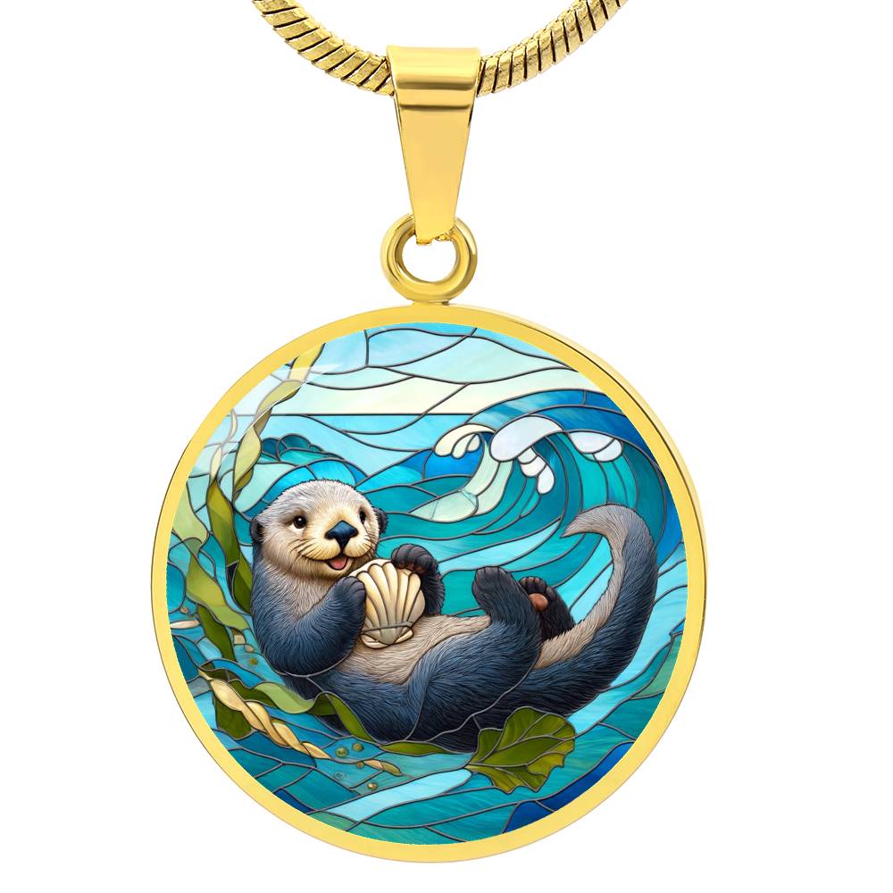 The Sea Otter Circle Pendant Necklace