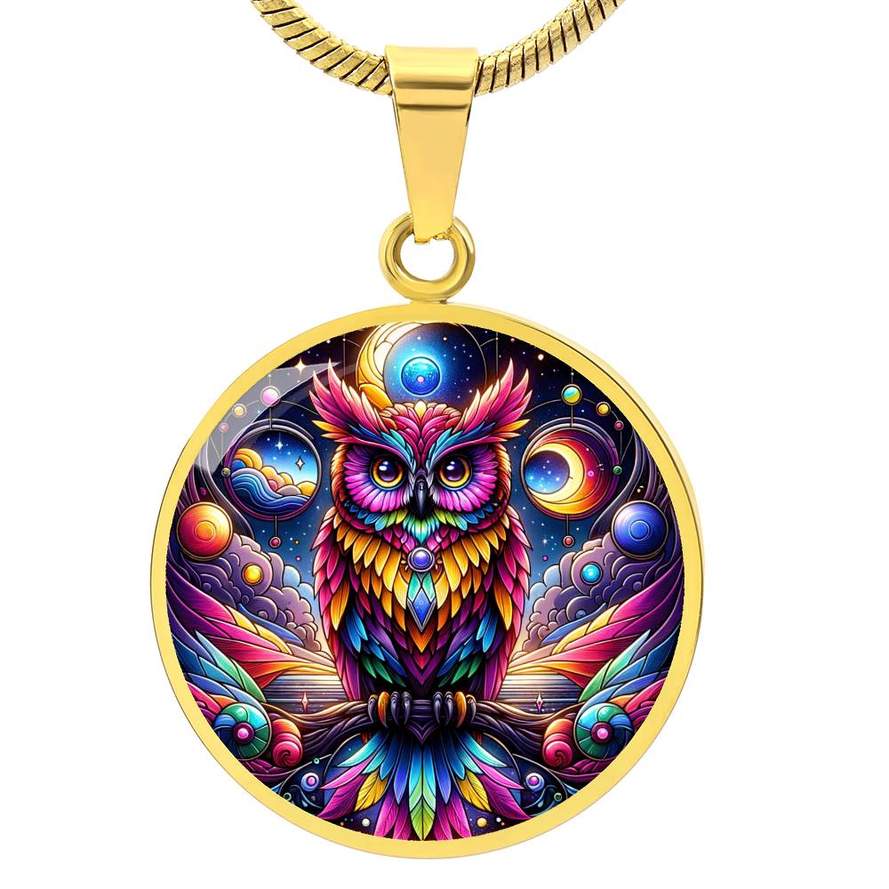 The Colors Owl Circle Pendant Necklace