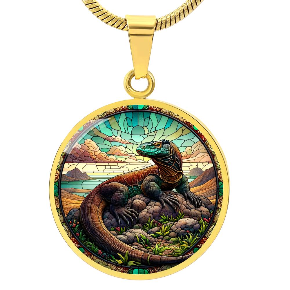 The Komodo Dragon Circle Pendant Necklace