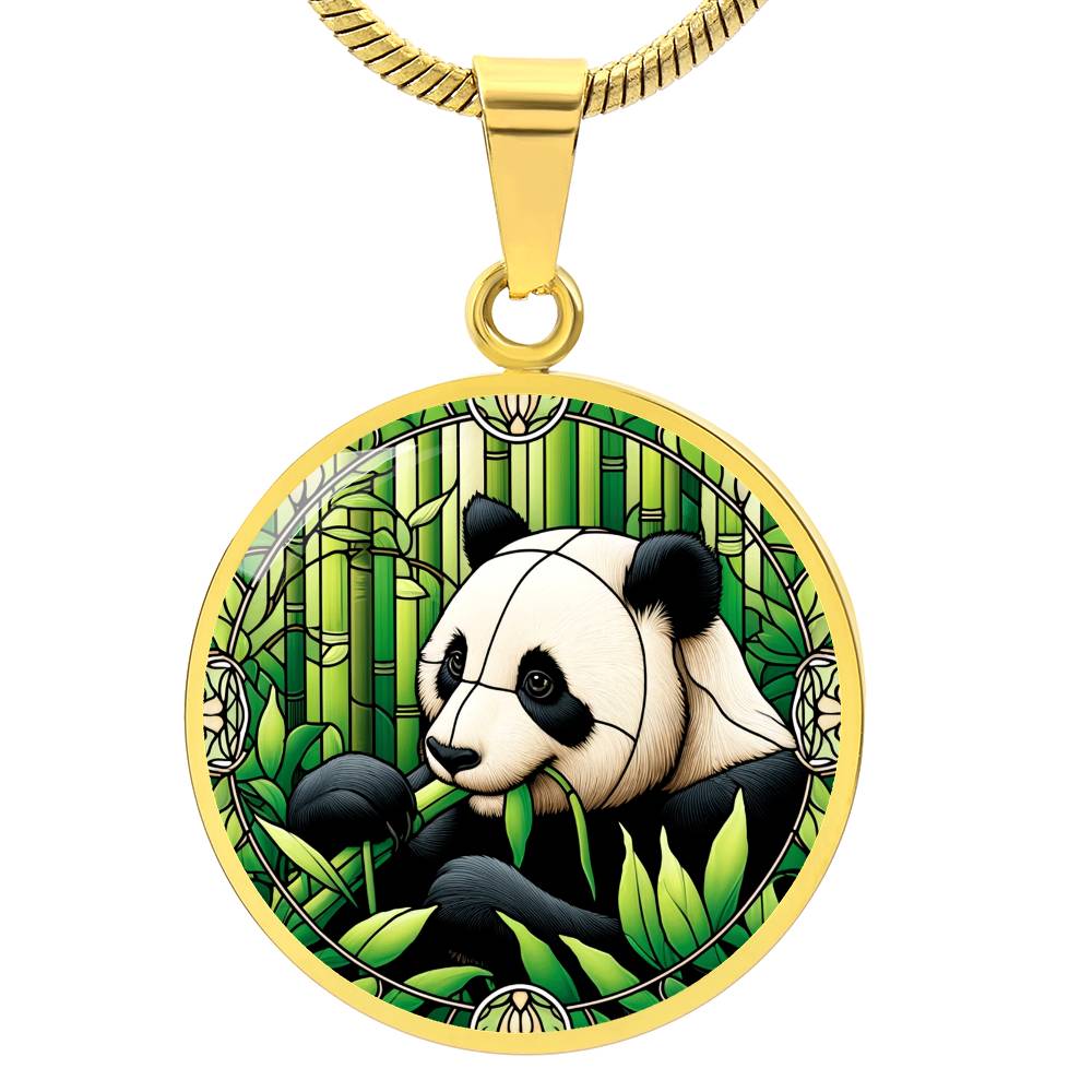 The Peaceful Panda Circle Pendant Necklace