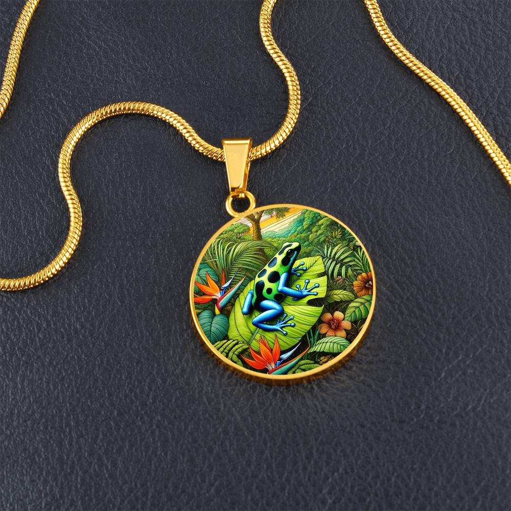 The Vivid Poison Dart Frog Circle Pendant Necklace