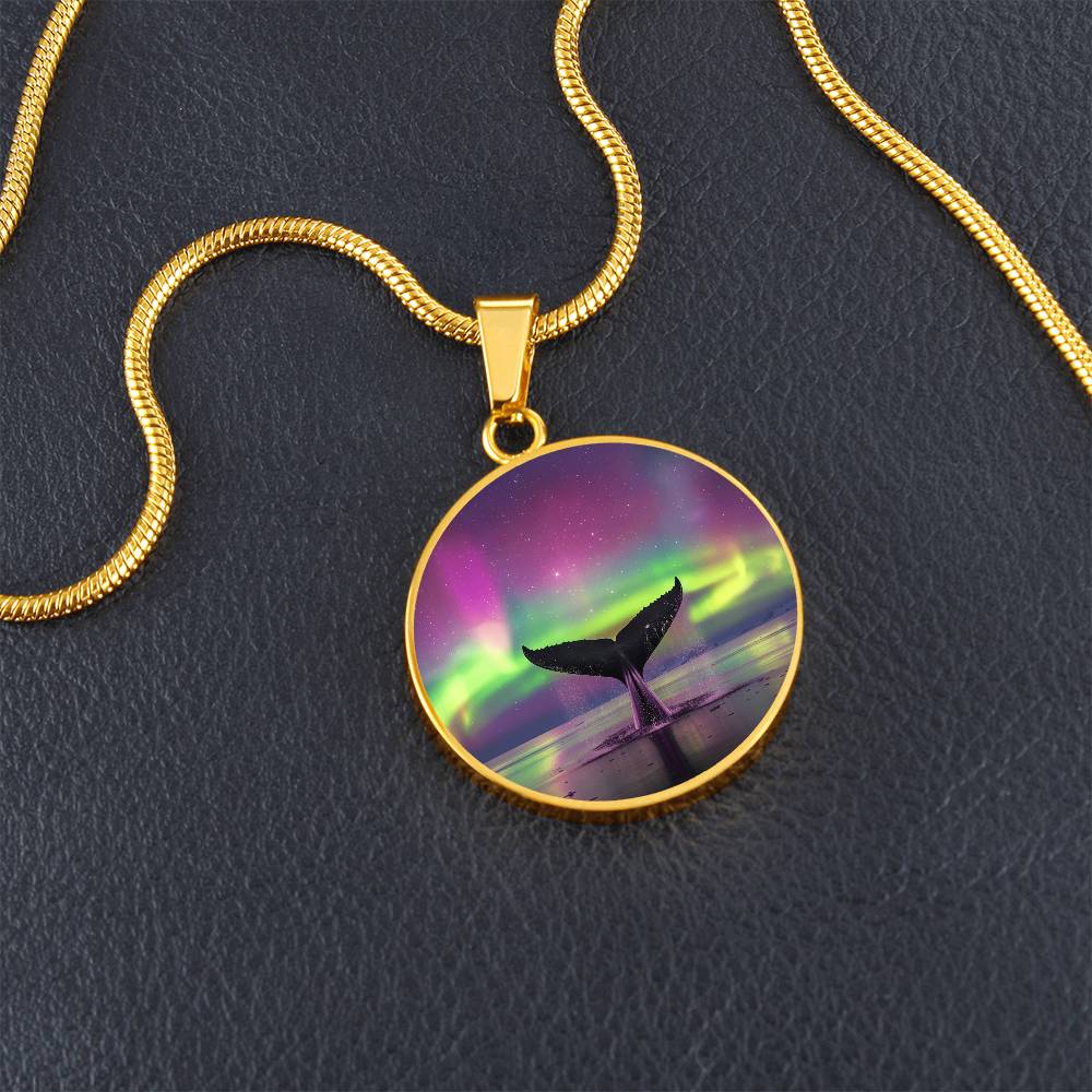 The Aurora Whale Tail Circle Pendant Necklace