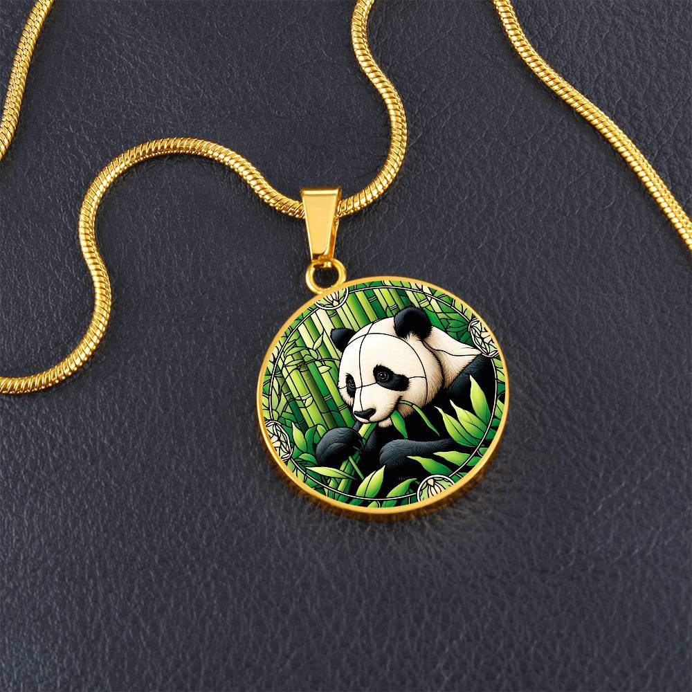 The Peaceful Panda Circle Pendant Necklace