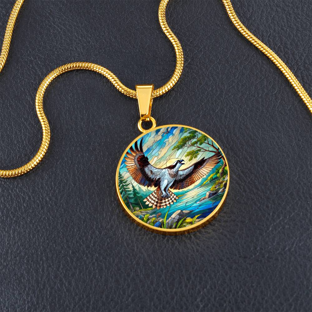 The Osprey Bird Circle Pendant Necklace