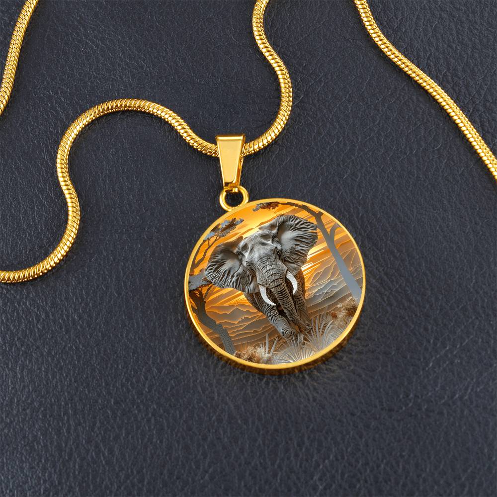 The Regal Elephant Circle Pendant Necklace