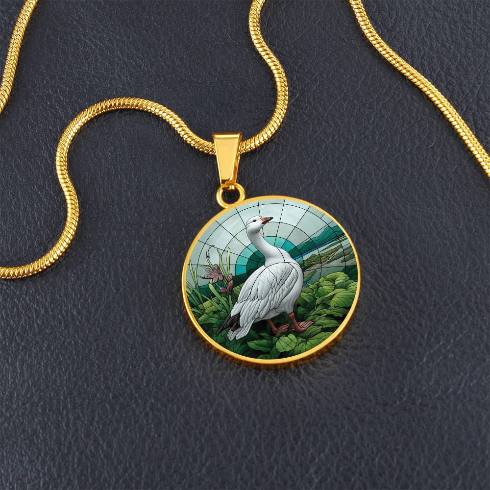 The Snow Goose Circle Pendant Necklace