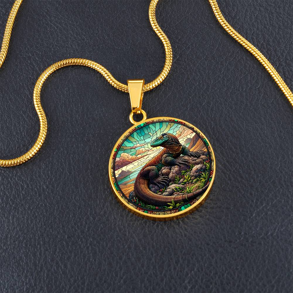 The Komodo Dragon Circle Pendant Necklace