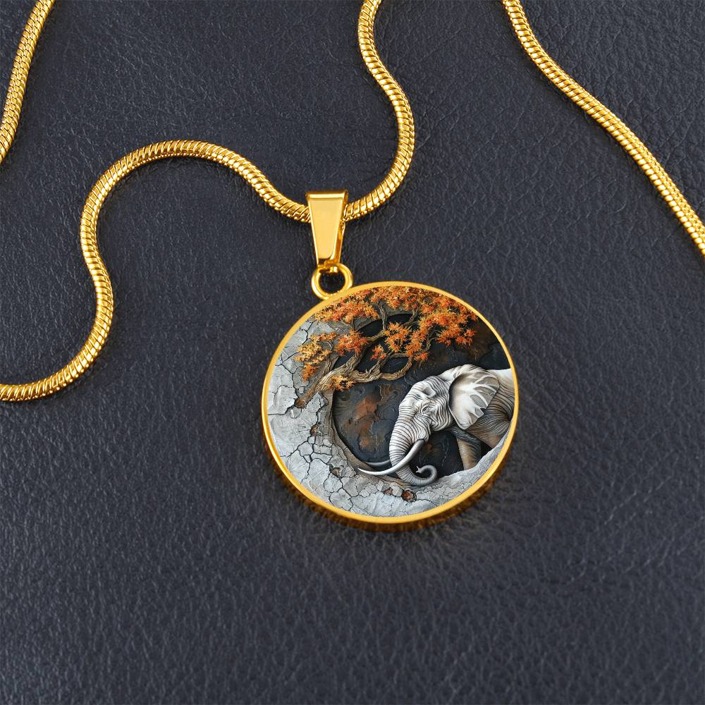 The Wise Elephant Circle Pendant Necklace