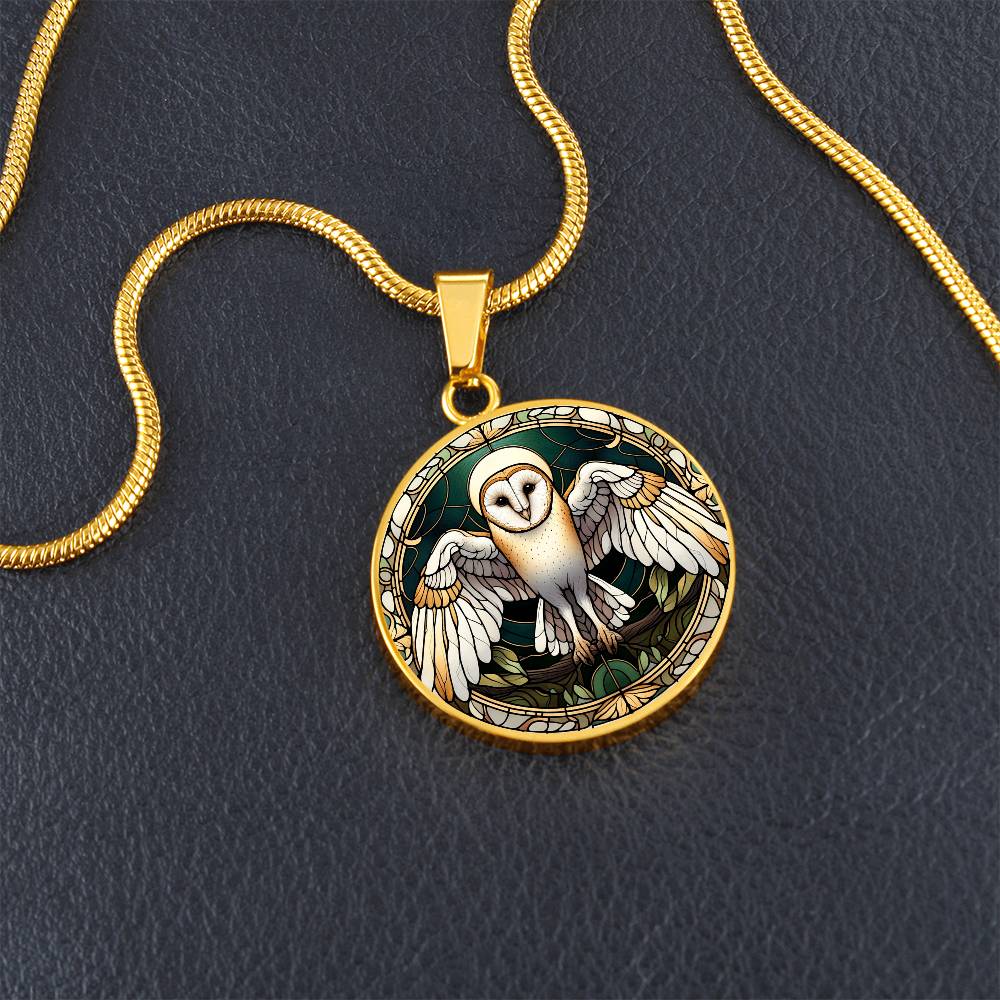 The Barn Owl Circle Pendant Necklace