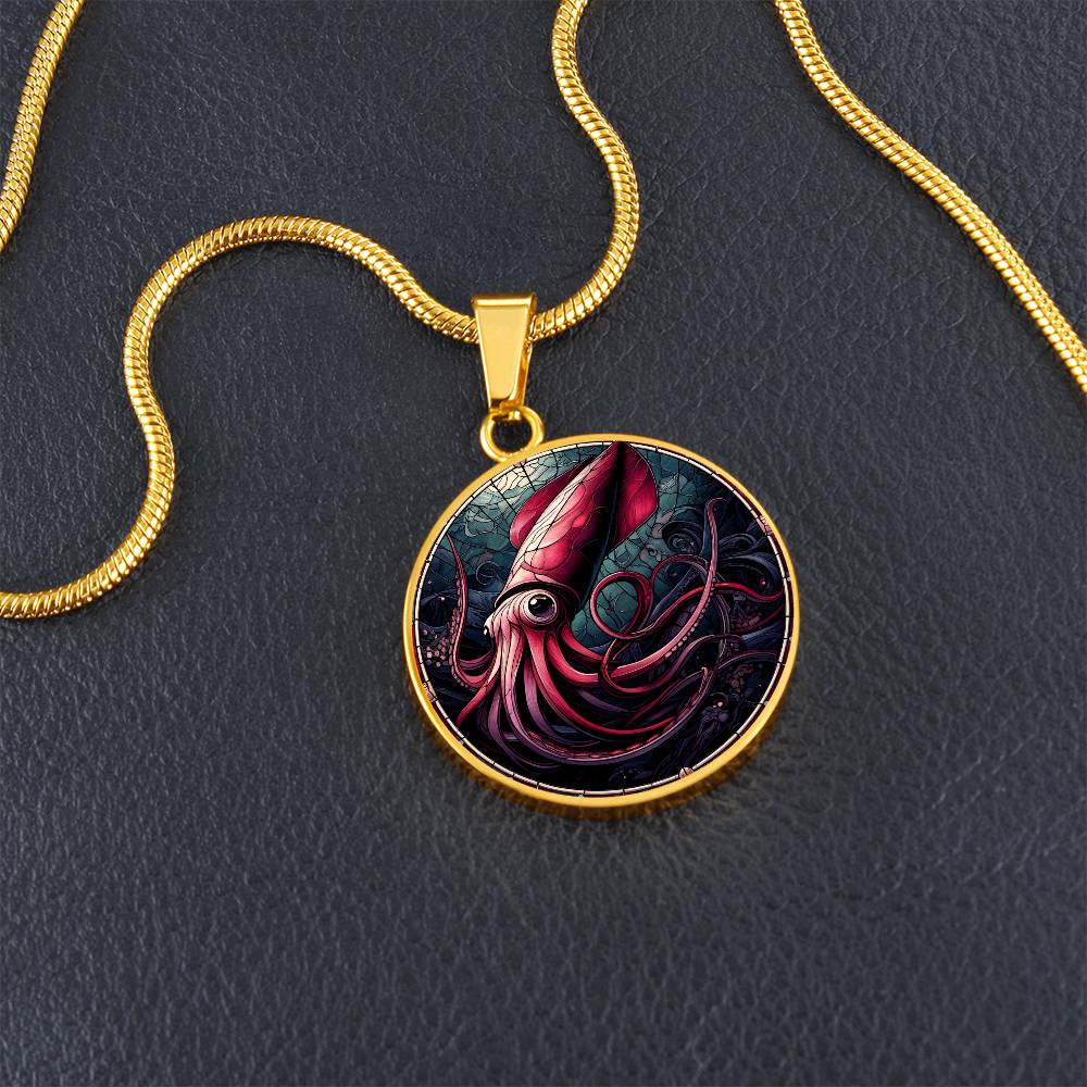 The Deep Sea Squid Circle Pendant Necklace