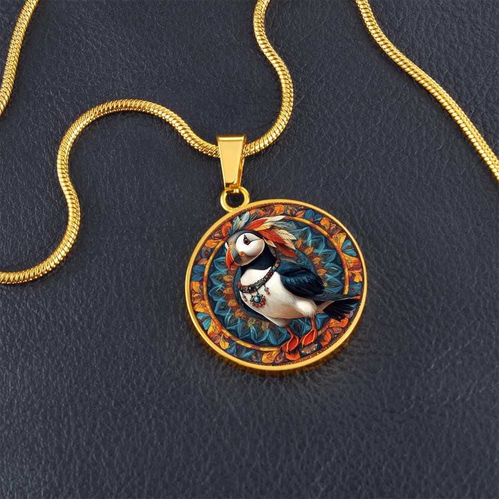 The Boho Puffin Circle Pendant Necklace