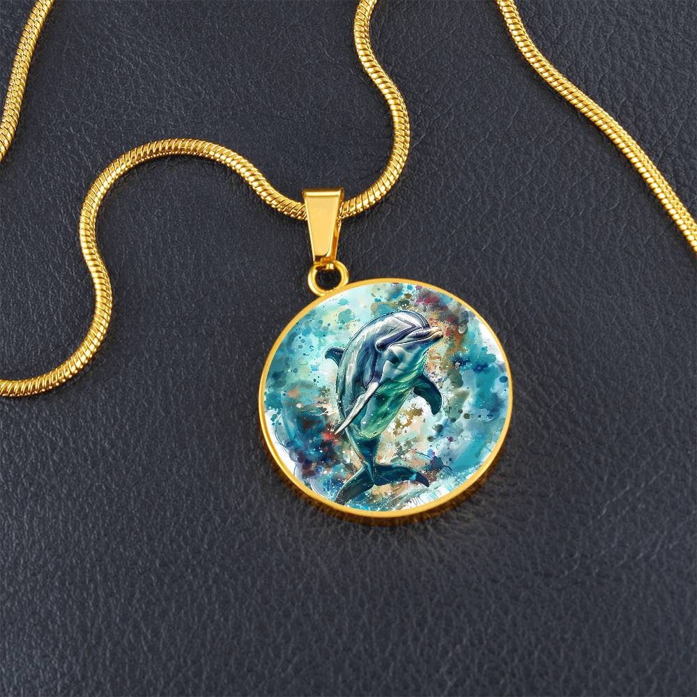 The Oceanic Bliss Dolphin Circle Pendant Necklace