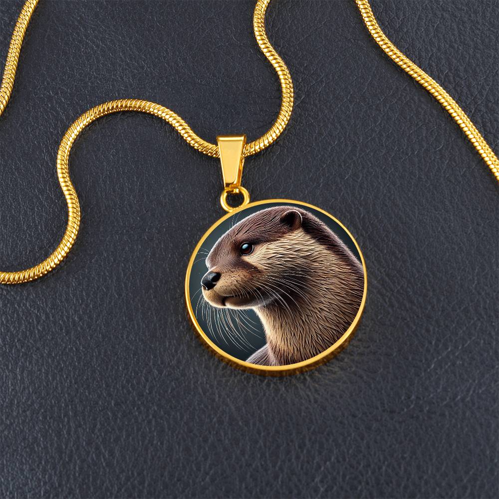 The Otter Face Circle Pendant Necklace